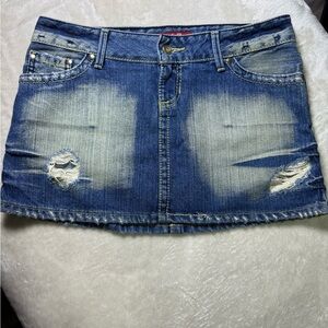 Denim Distressed Mini Skirt size 9